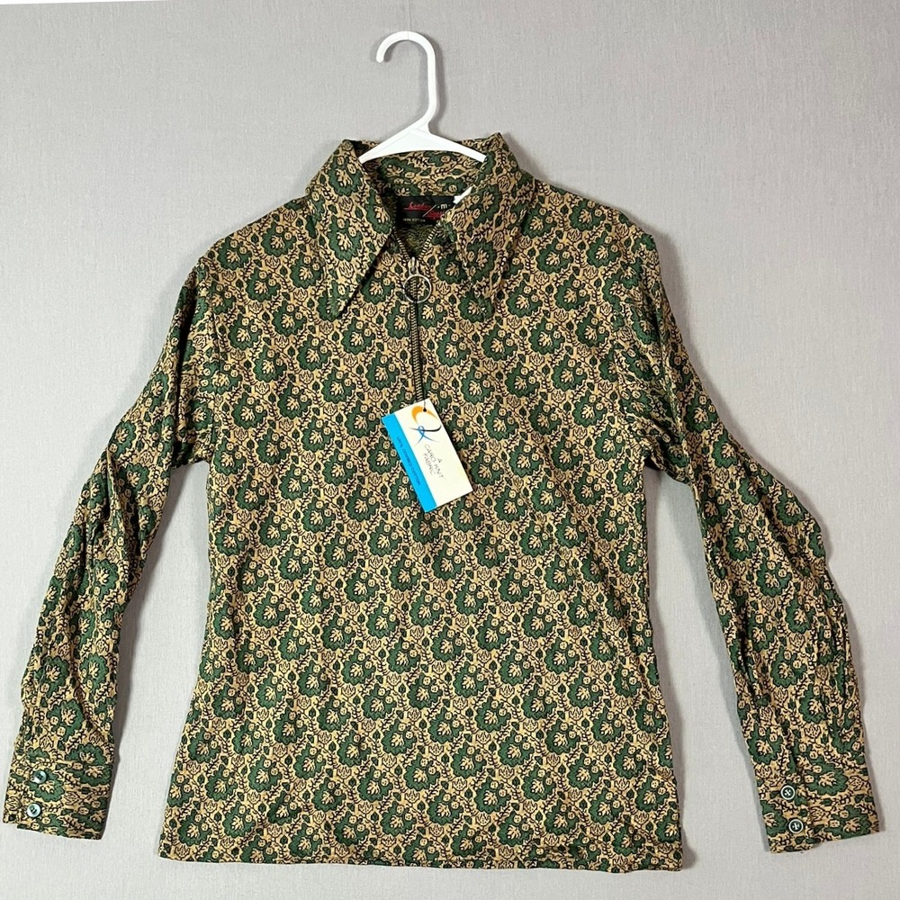 Vintage London Square Men's M 1/4‑Zip Ring‑Pull Jacquard Top – Late 90s/2000s